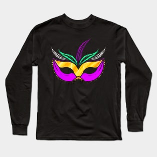 Yellow golden And Purple Mask For Mardi Gras Long Sleeve T-Shirt